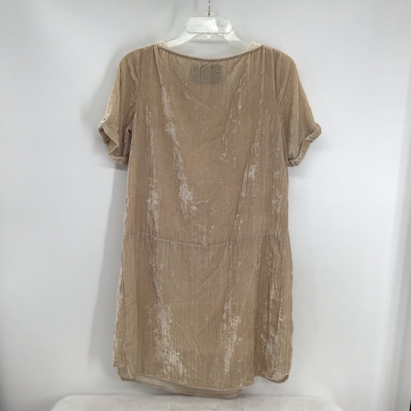 Anthropologie Floreat Crinkle Velvet Dress Casual Career Champagne Size XS - Picture 6 of 10